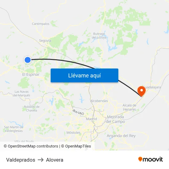 Valdeprados to Alovera map