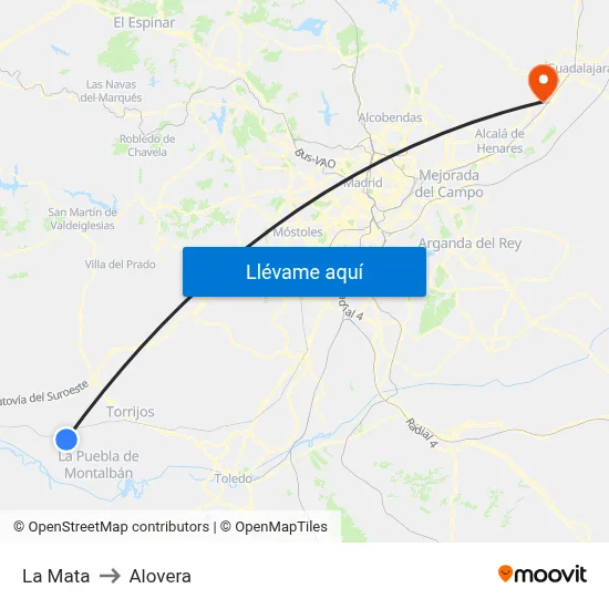 La Mata to Alovera map