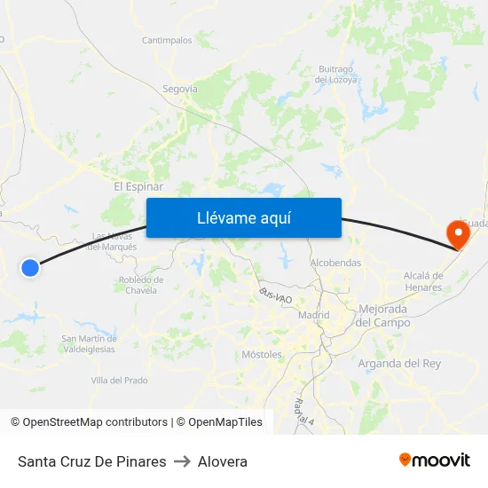 Santa Cruz De Pinares to Alovera map