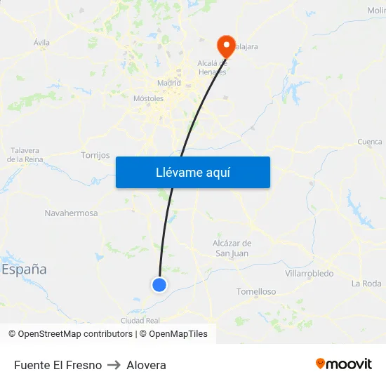 Fuente El Fresno to Alovera map