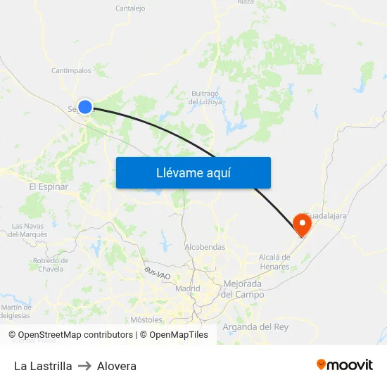 La Lastrilla to Alovera map