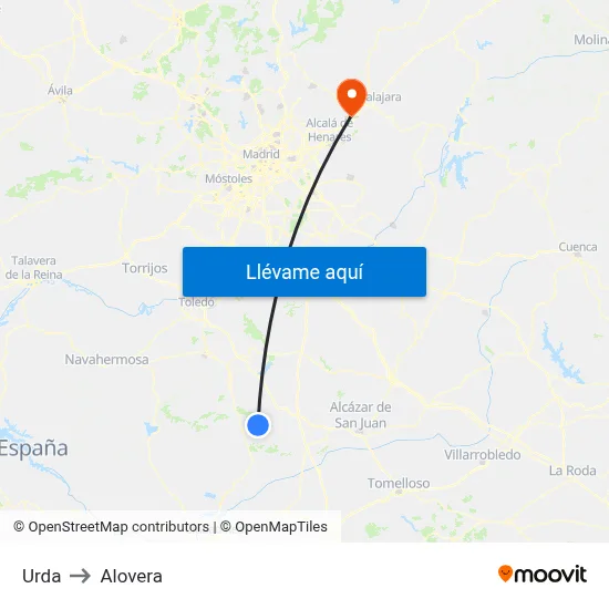 Urda to Alovera map