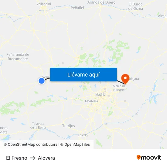 El Fresno to Alovera map