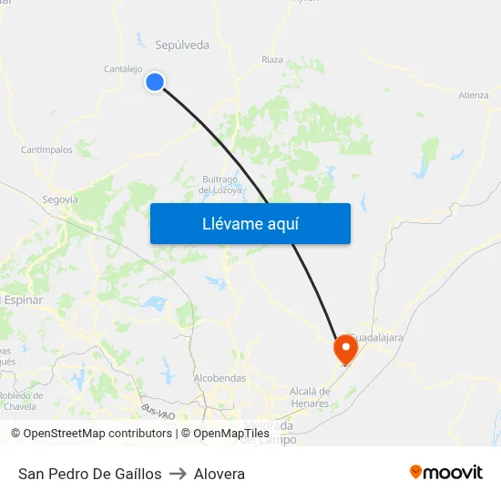 San Pedro De Gaíllos to Alovera map