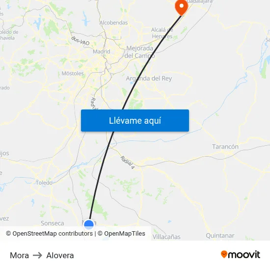 Mora to Alovera map