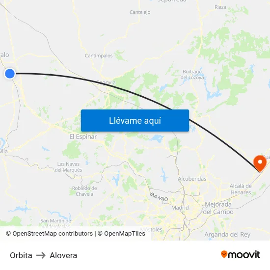 Orbita to Alovera map