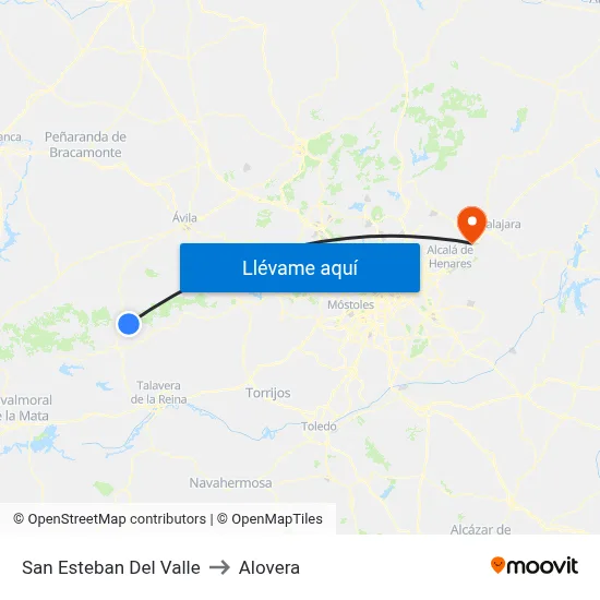 San Esteban Del Valle to Alovera map