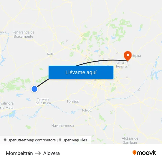 Mombeltrán to Alovera map