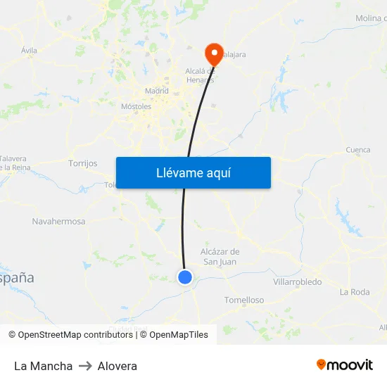 La Mancha to Alovera map