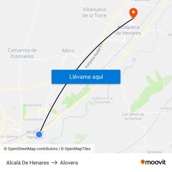 Alcalá De Henares to Alovera map