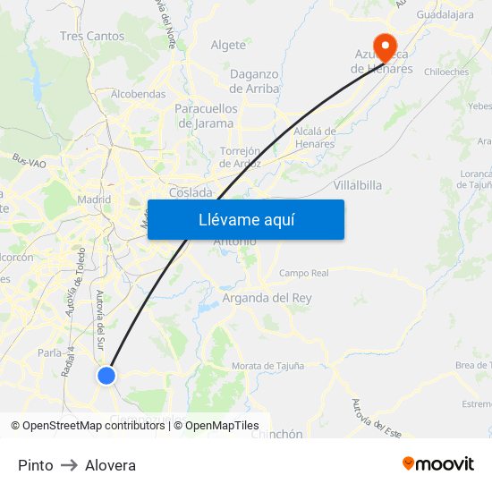 Pinto to Alovera map