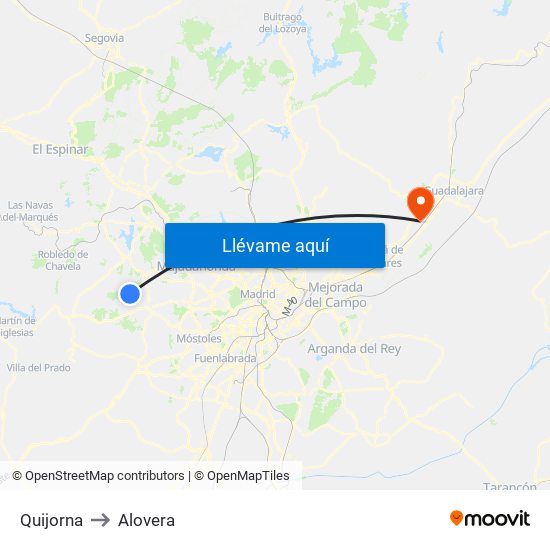 Quijorna to Alovera map