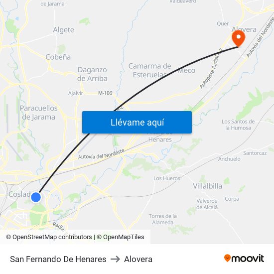 San Fernando De Henares to Alovera map