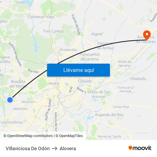 Villaviciosa De Odón to Alovera map