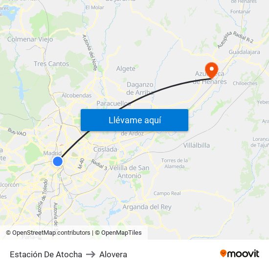 Estación De Atocha to Alovera map