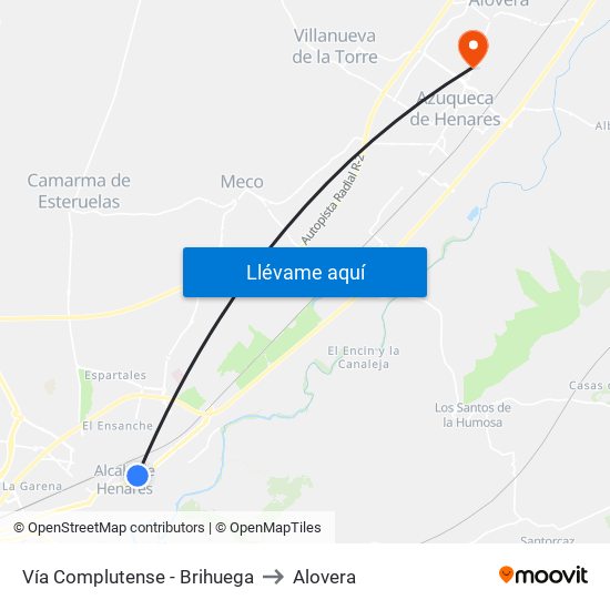 Vía Complutense - Brihuega to Alovera map