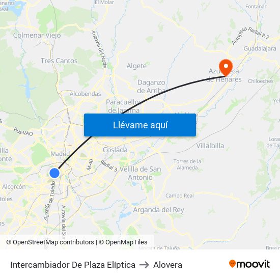 Intercambiador De Plaza Elíptica to Alovera map