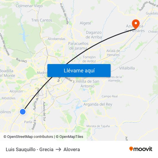 Luis Sauquillo - Grecia to Alovera map