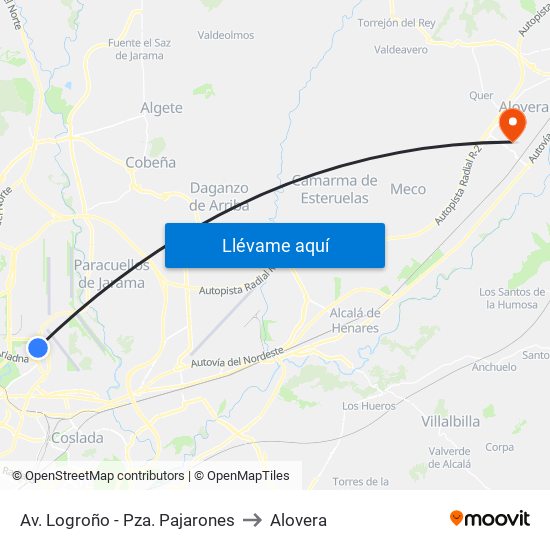 Av. Logroño - Pza. Pajarones to Alovera map
