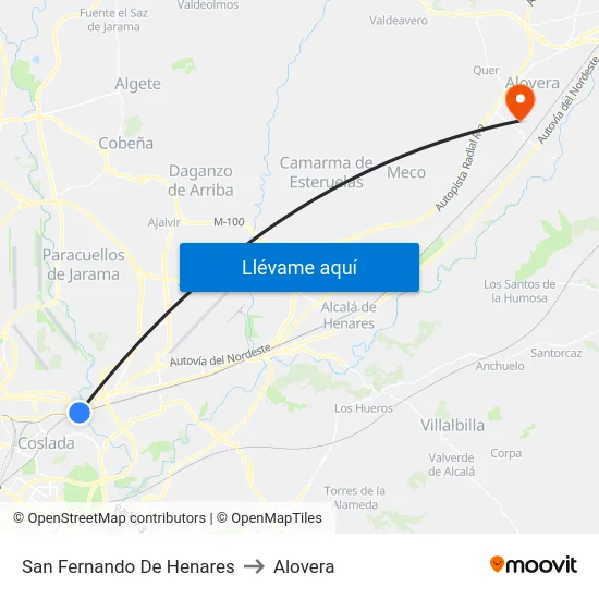 San Fernando De Henares to Alovera map