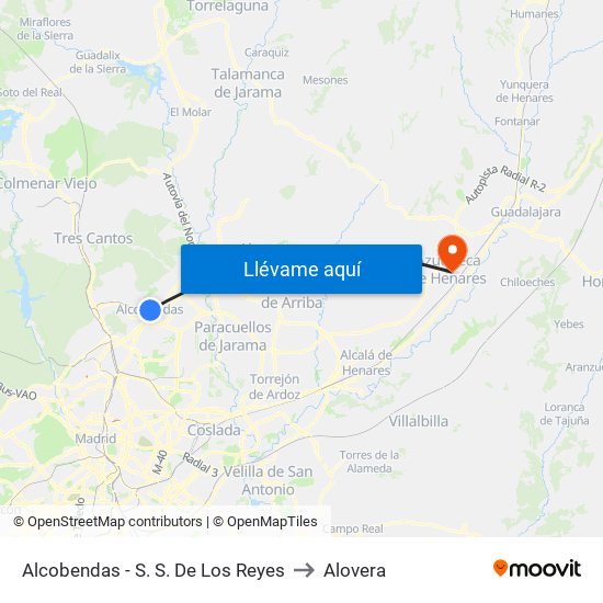 Alcobendas - S. S. De Los Reyes to Alovera map