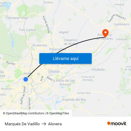 Marqués De Vadillo to Alovera map