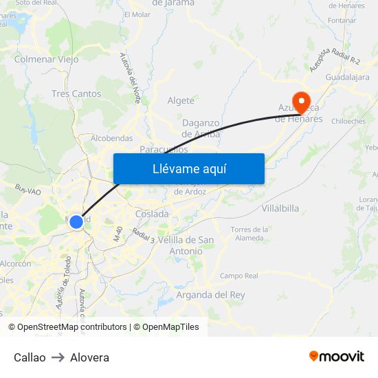 Callao to Alovera map