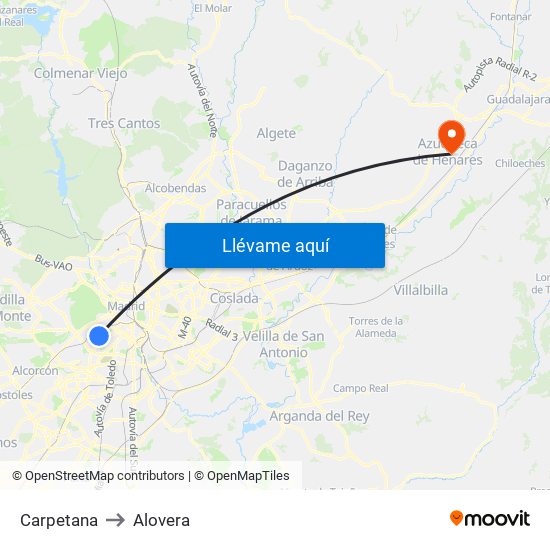 Carpetana to Alovera map