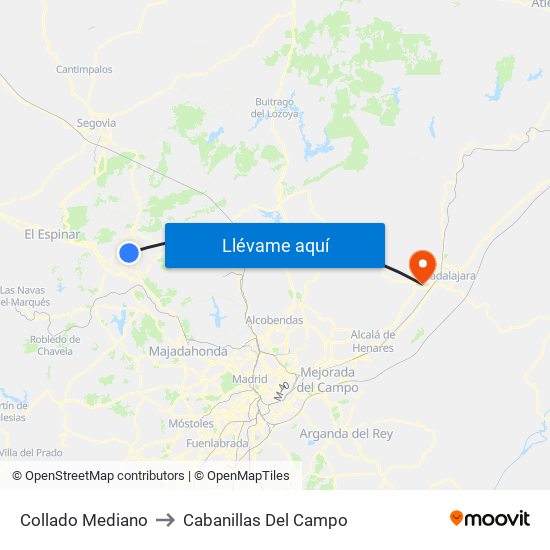 Collado Mediano to Cabanillas Del Campo map