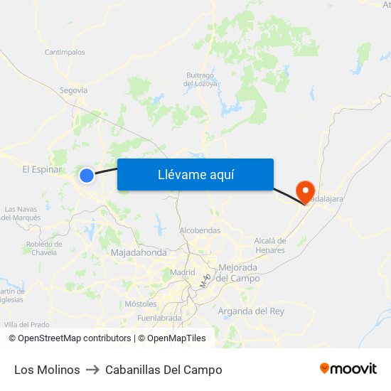 Los Molinos to Cabanillas Del Campo map