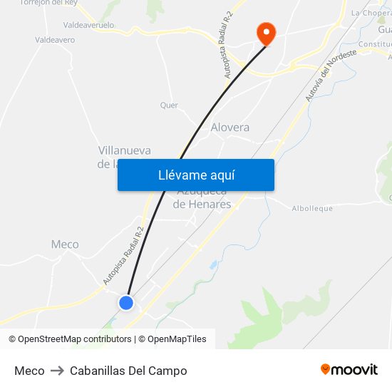 Meco to Cabanillas Del Campo map