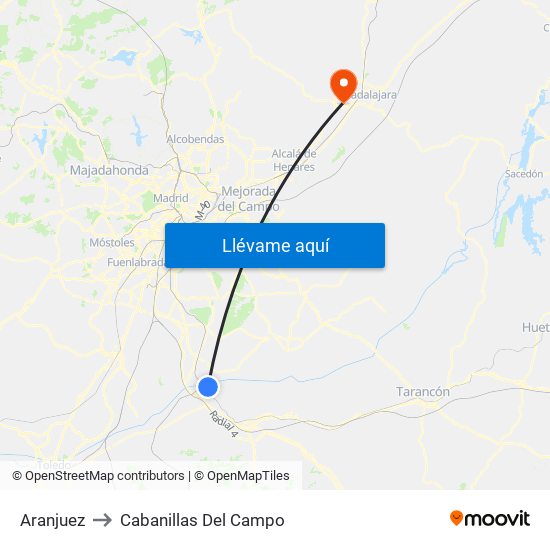 Aranjuez to Cabanillas Del Campo map