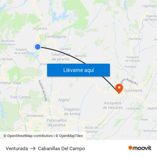 Venturada to Cabanillas Del Campo map
