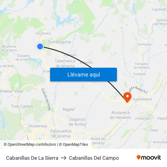 Cabanillas De La Sierra to Cabanillas Del Campo map