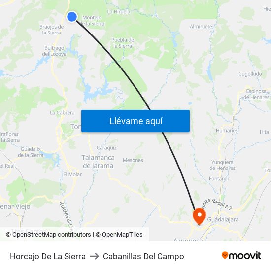 Horcajo De La Sierra to Cabanillas Del Campo map