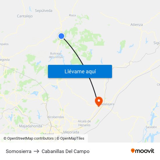 Somosierra to Cabanillas Del Campo map