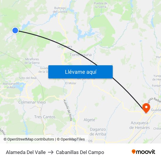 Alameda Del Valle to Cabanillas Del Campo map