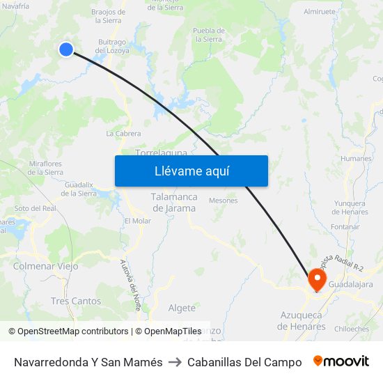 Navarredonda Y San Mamés to Cabanillas Del Campo map