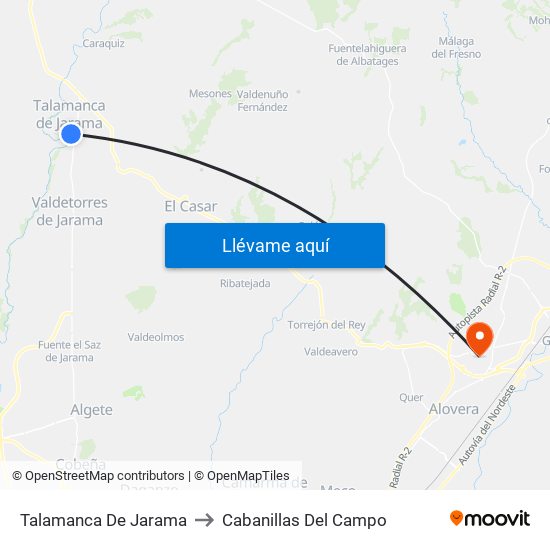 Talamanca De Jarama to Cabanillas Del Campo map