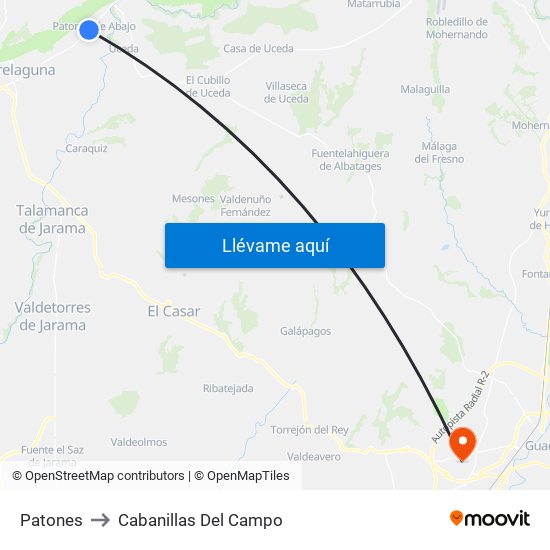 Patones to Cabanillas Del Campo map