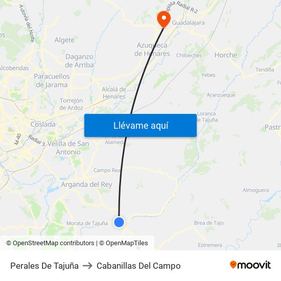 Perales De Tajuña to Cabanillas Del Campo map