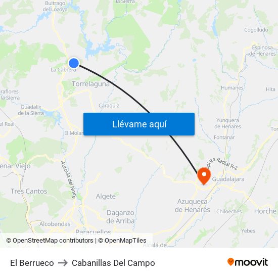 El Berrueco to Cabanillas Del Campo map