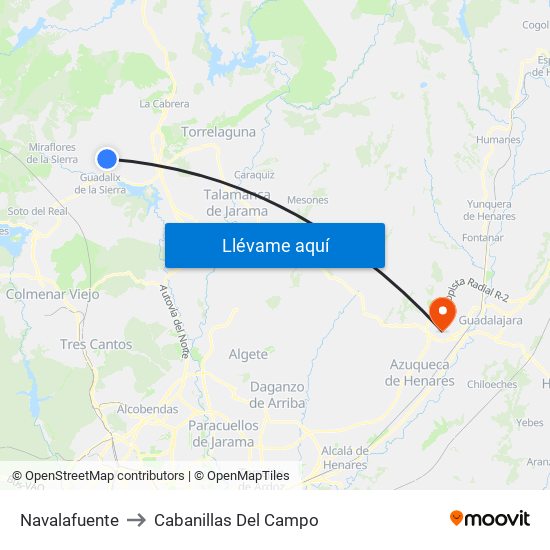 Navalafuente to Cabanillas Del Campo map