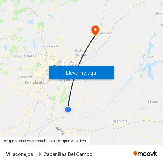 Villaconejos to Cabanillas Del Campo map