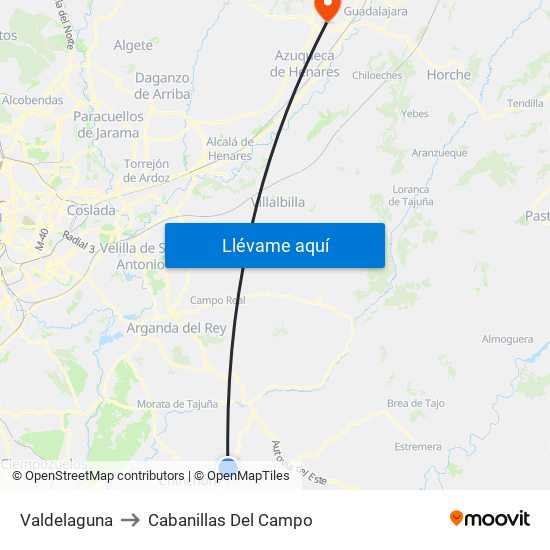 Valdelaguna to Cabanillas Del Campo map