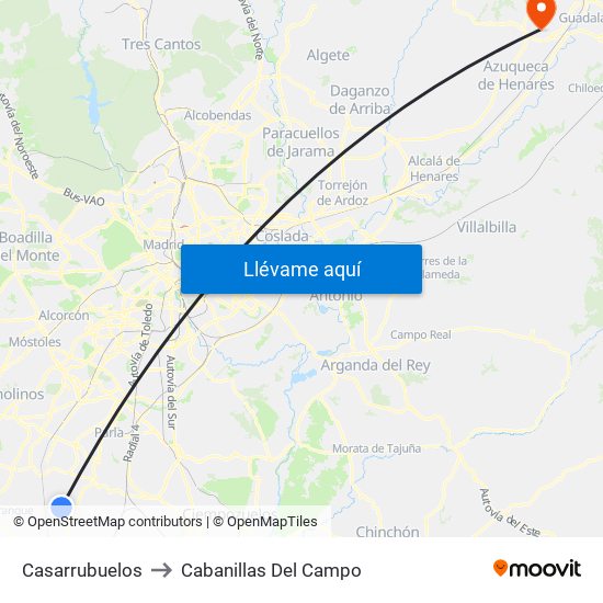 Casarrubuelos to Cabanillas Del Campo map