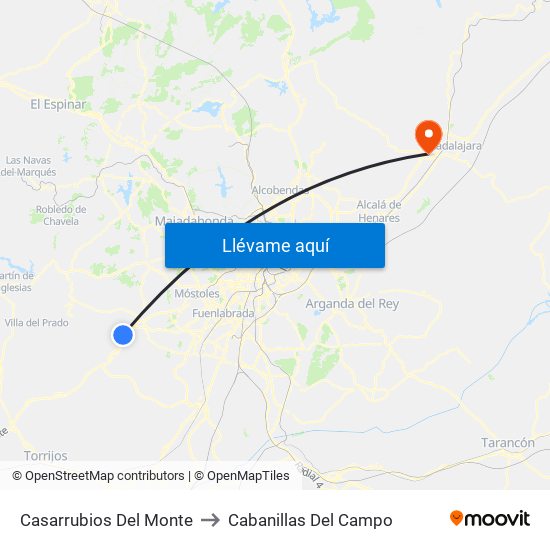 Casarrubios Del Monte to Cabanillas Del Campo map