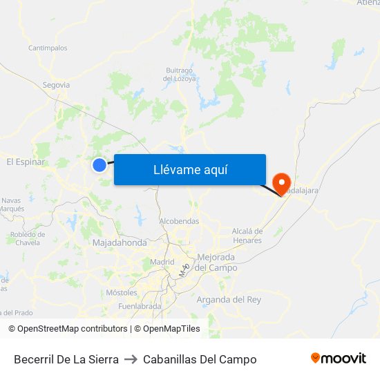 Becerril De La Sierra to Cabanillas Del Campo map