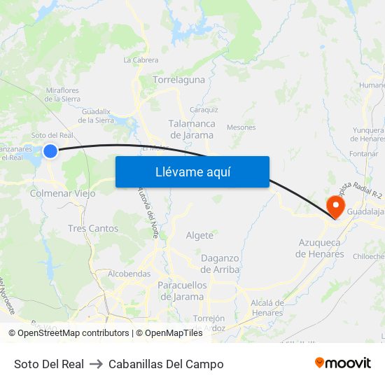 Soto Del Real to Cabanillas Del Campo map