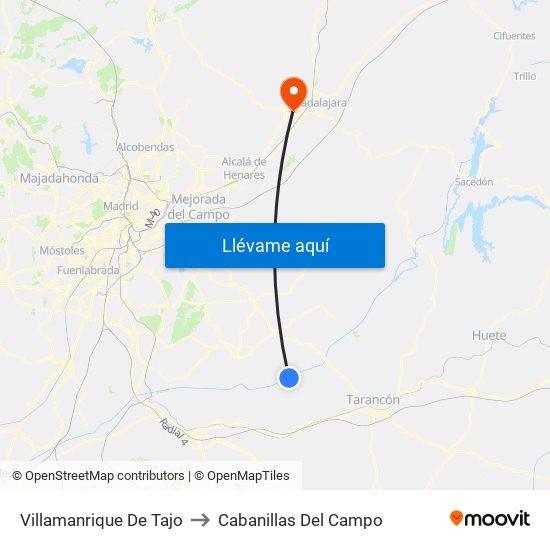 Villamanrique De Tajo to Cabanillas Del Campo map